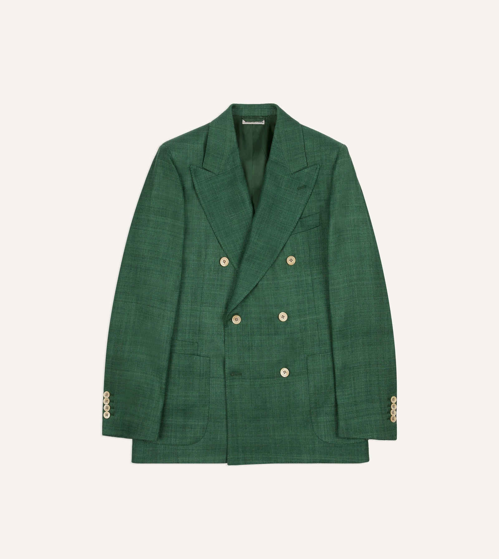 Green Tussah Silk Double Breasted Evening Jacket