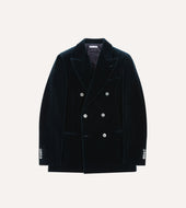 Navy Velvet Double-Breasted Blazer