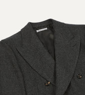 Grey Prince Of Wales Check Wool Flannel Double Breasted Tailored Jacket