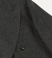 Grey Prince Of Wales Check Wool Flannel Double Breasted Tailored Jacket