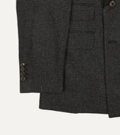 Grey Prince Of Wales Check Wool Flannel Double Breasted Tailored Jacket