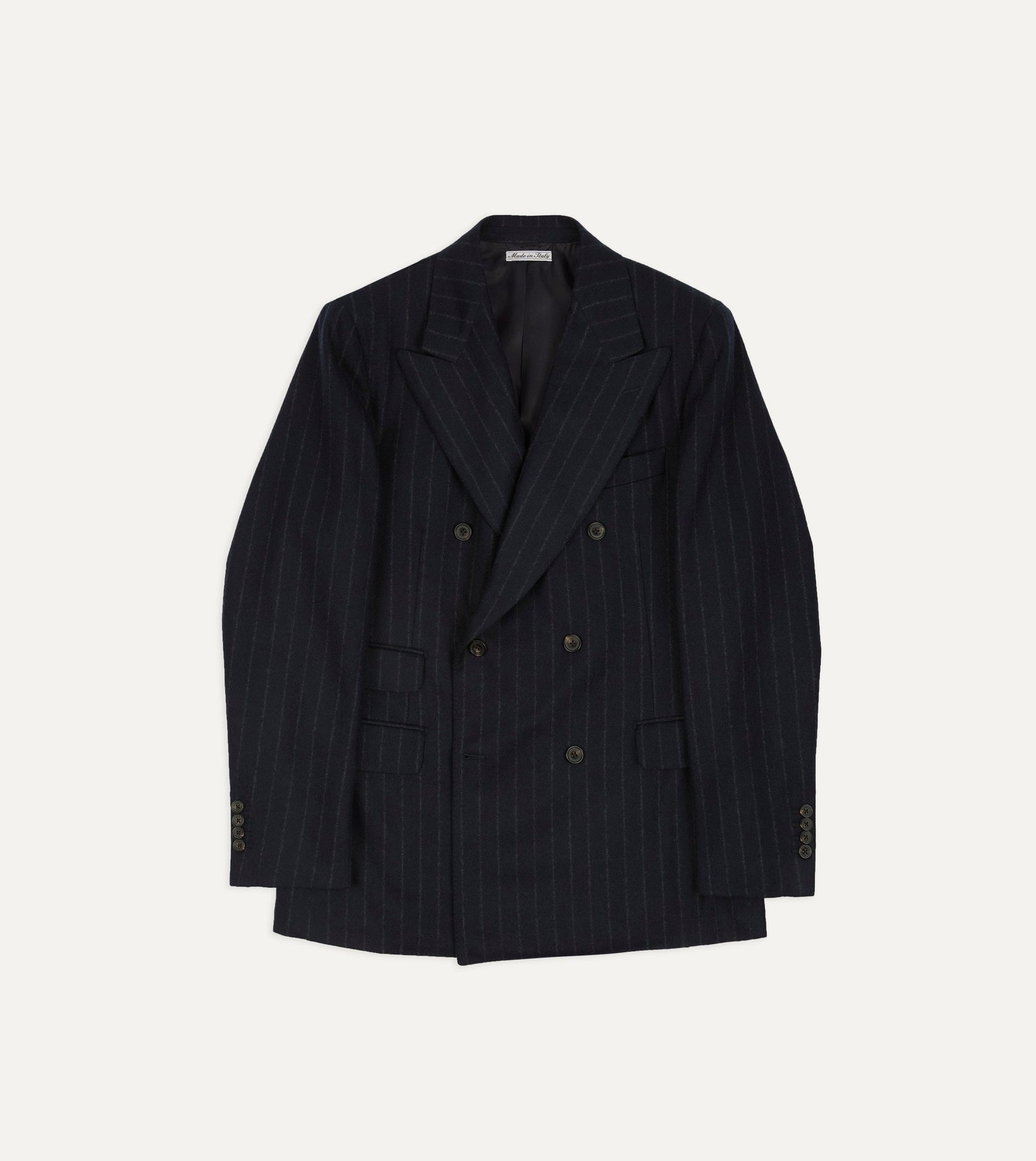 Chalkstripe Wool Flannel Double Breasted Tailored Jacket