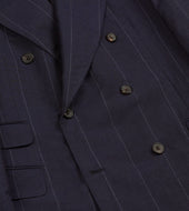 Pinstripe Wool Linen Double Breasted Tailored Jacket