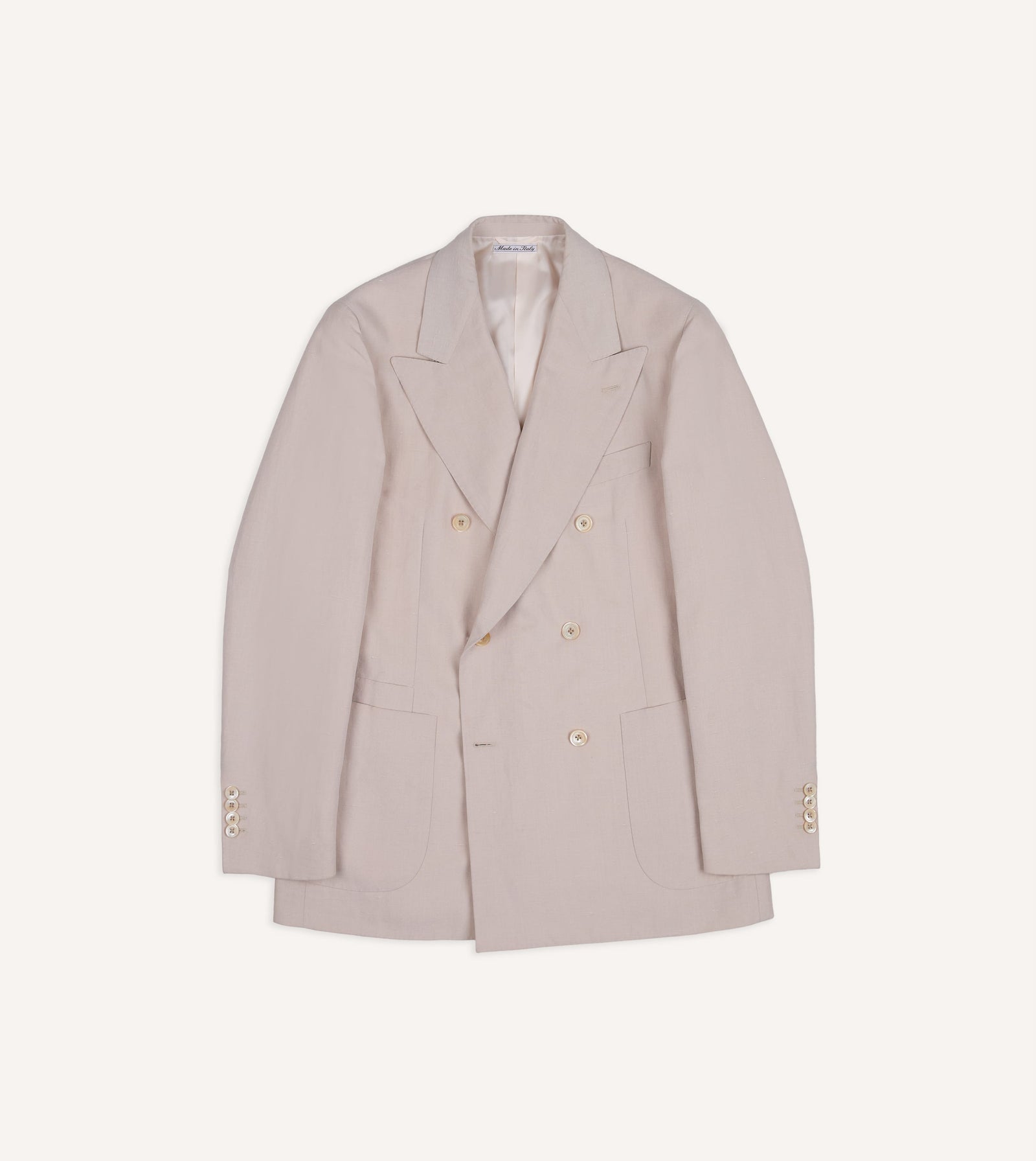 Pink Tussah Silk Linen Double Breasted Tailored Jacket