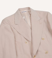 Pink Tussah Silk Linen Double Breasted Tailored Jacket