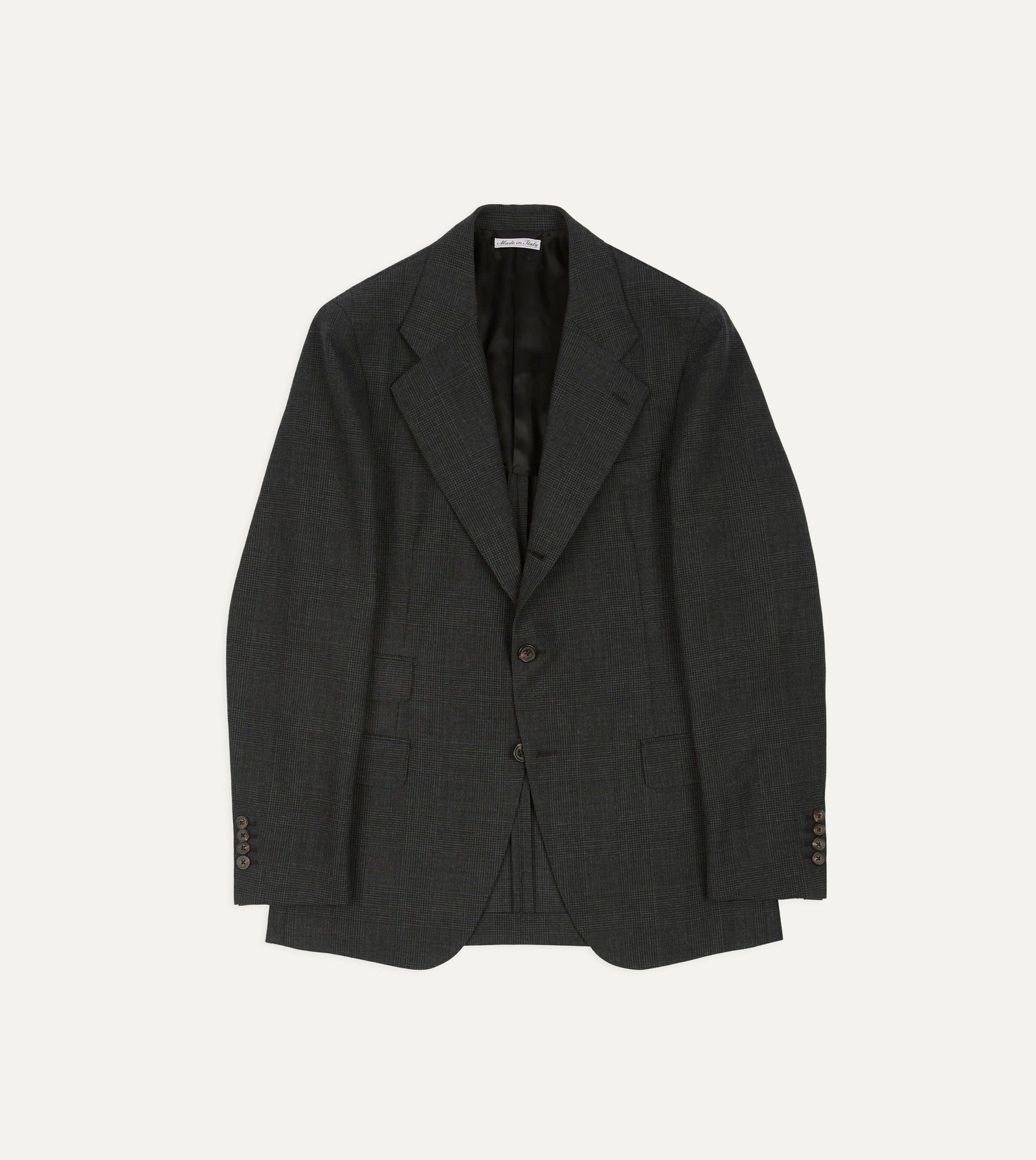 Grey Prince Of Wales Check Fresco Wool Tailored Jacket