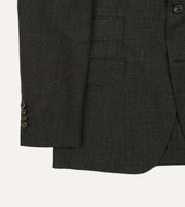 Grey Prince Of Wales Check Fresco Wool Tailored Jacket