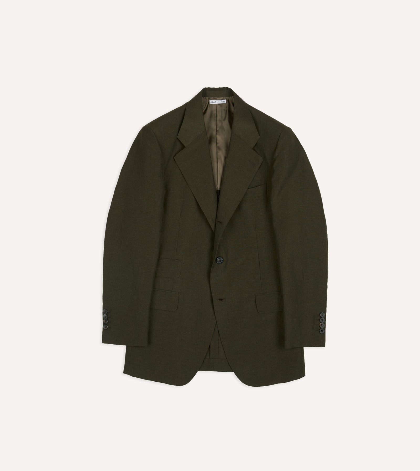 Green Linen Wool Tailored Jacket