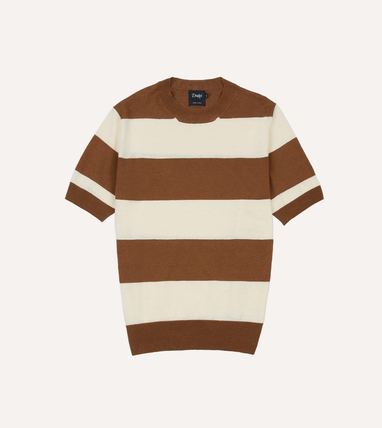 And Tobacco Stripe Crew Neck Knitted T Shirt