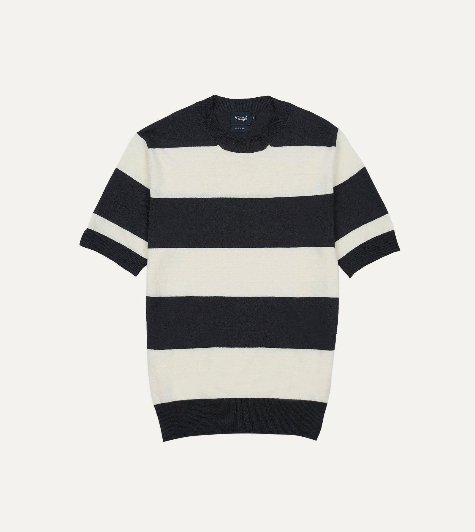 And Charcoal Stripe Crew Neck Knitted T Shirt
