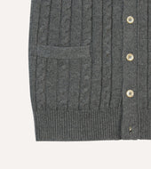 Grey Alpaca Lambswool Cable Knit Sleeveless Cardigan