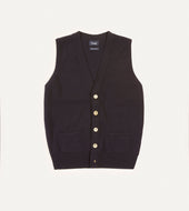 Navy Lambswool Sleeveless Cardigan