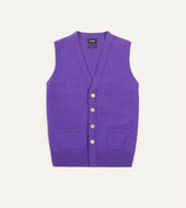 Purple Lambswool Sleeveless Cardigan