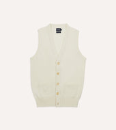 Ecru Lambswool Sleeveless Cardigan