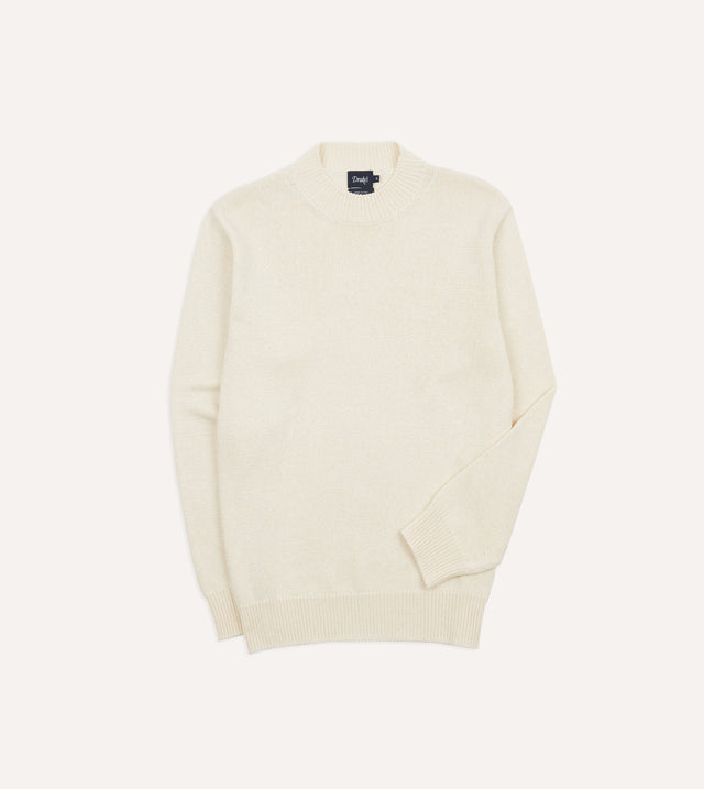 Ecru Cotton Mock Neck Jumper