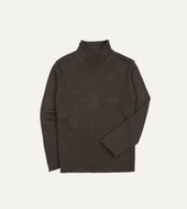 Brown Linen-Cotton Mock Neck Jumper