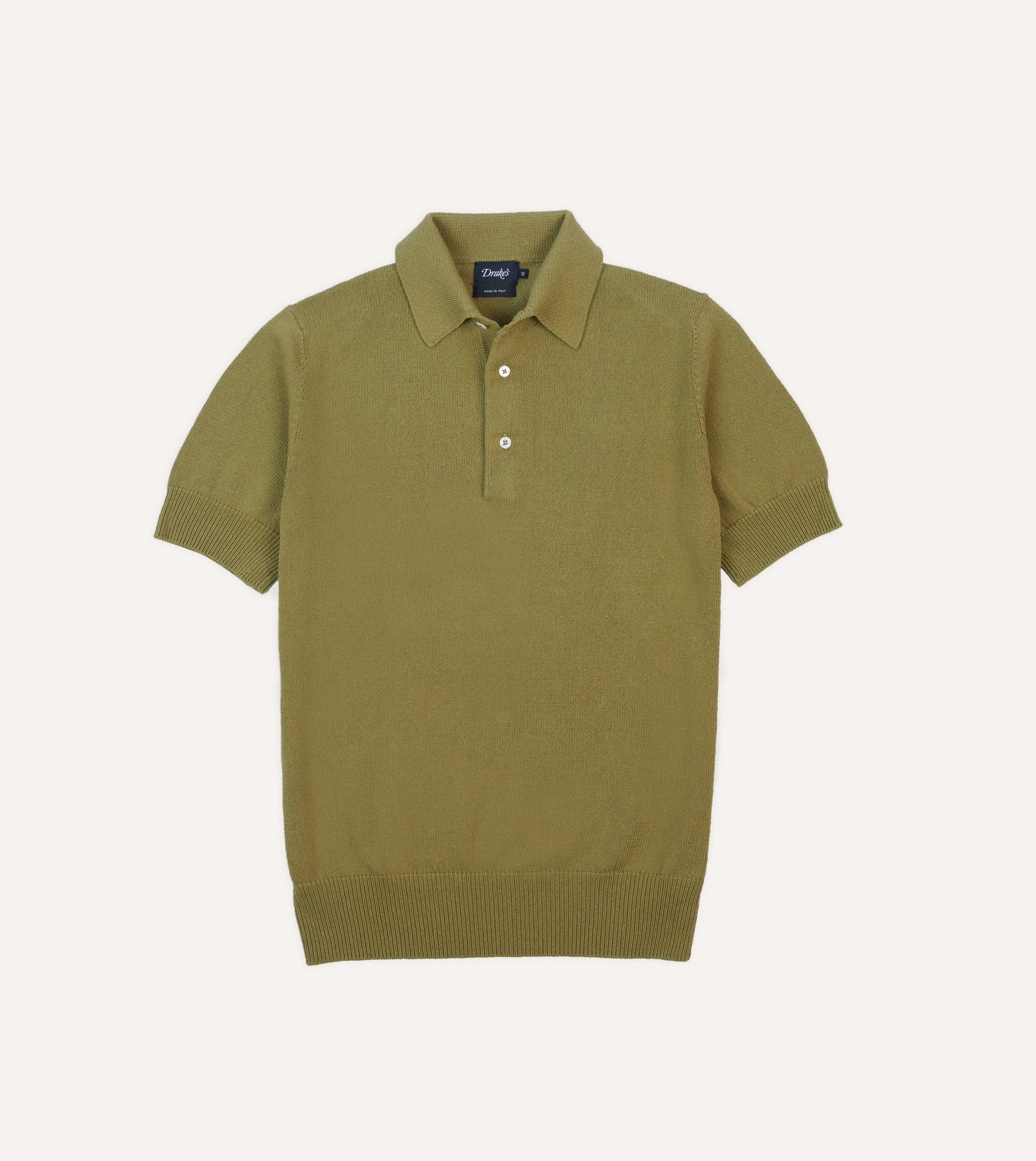 Green Knitted Crepe Cotton Short Sleeve Polo Shirt