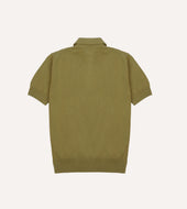 Green Knitted Crepe Cotton Short Sleeve Polo Shirt