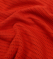 Red Waffle Knit Cotton Short Sleeve Polo Shirt