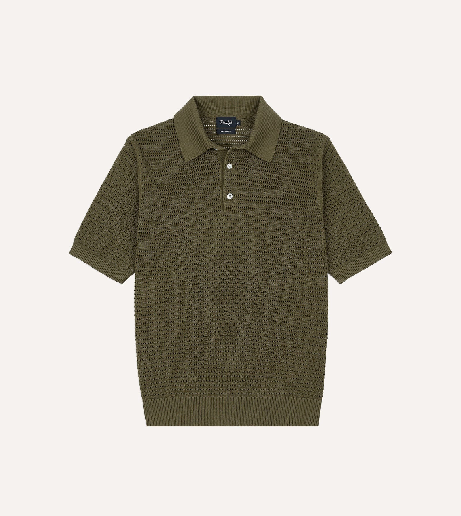Waffle Knit Cotton Short Sleeve Polo Shirt