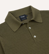Waffle Knit Cotton Short Sleeve Polo Shirt