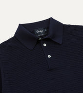 Waffle Knit Cotton Short Sleeve Polo Shirt