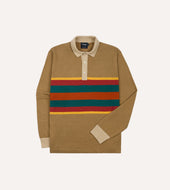 Multi Centre Stripe Linen Cotton Knitted Rugby Shirt