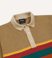 Multi Centre Stripe Linen Cotton Knitted Rugby Shirt