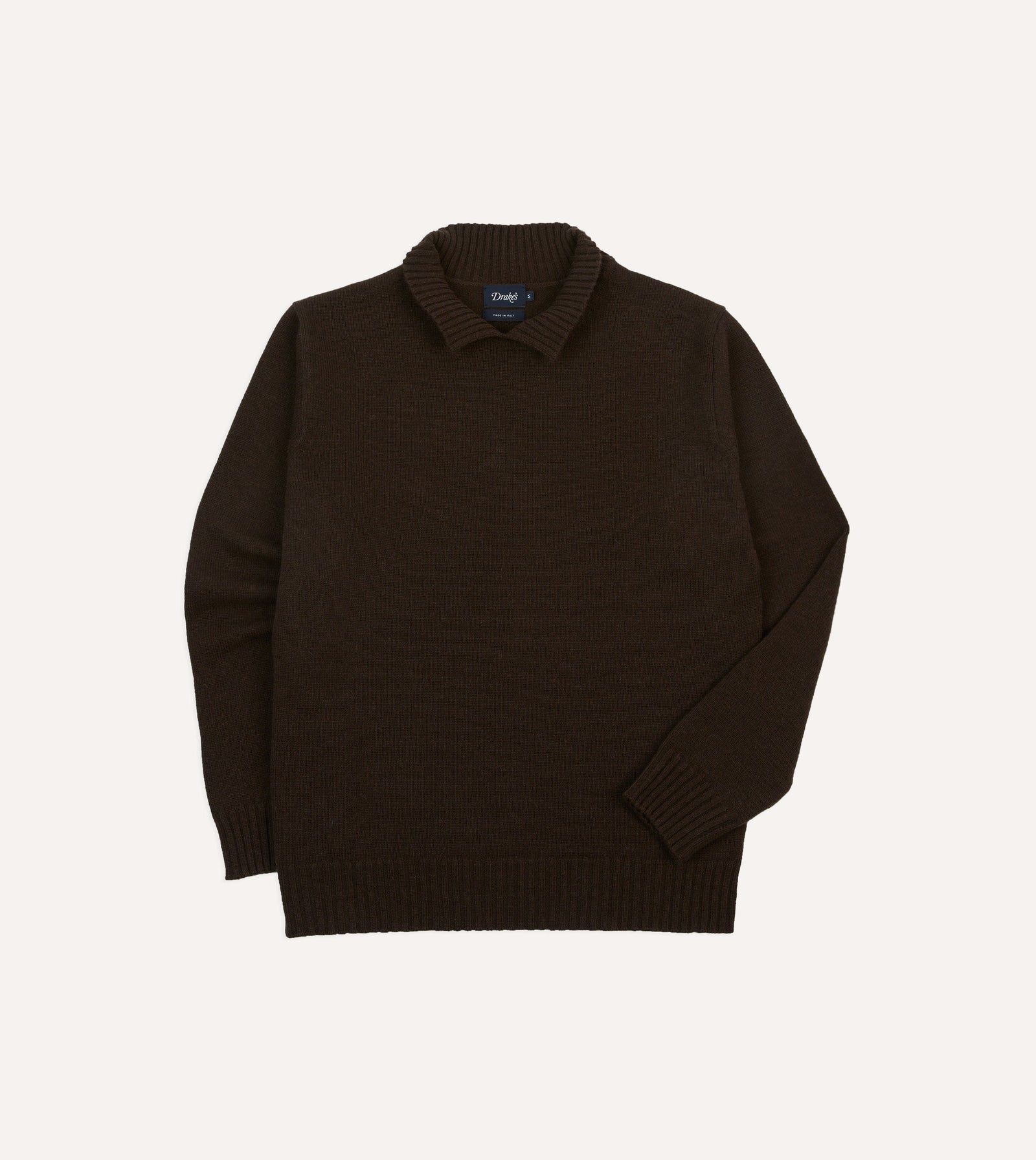 Alpaca Lambswool Ribbed Integral Collar Jumper
