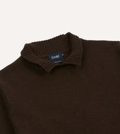 Alpaca Lambswool Ribbed Integral Collar Jumper