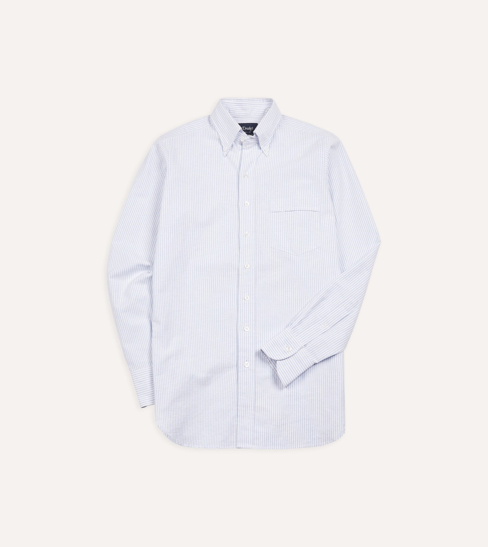 Light Ticking Stripe Cotton Oxford Cloth Button Down Shirt