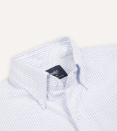 Light Ticking Stripe Cotton Oxford Cloth Button Down Shirt