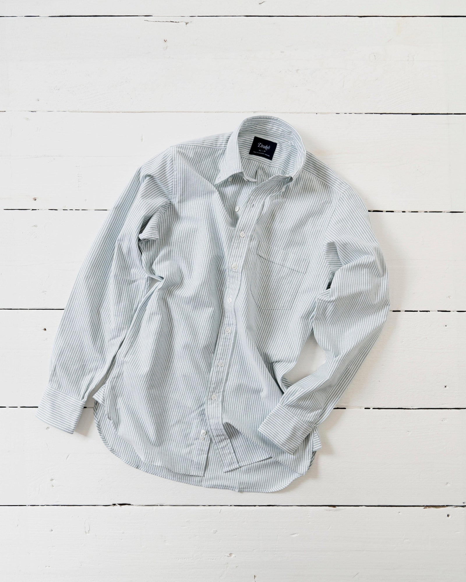 Ticking Stripe Cotton Oxford Cloth Button Down Shirt