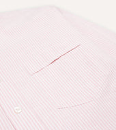 Pale Pink Ticking Stripe Cotton Oxford Cloth Button Down Shirt