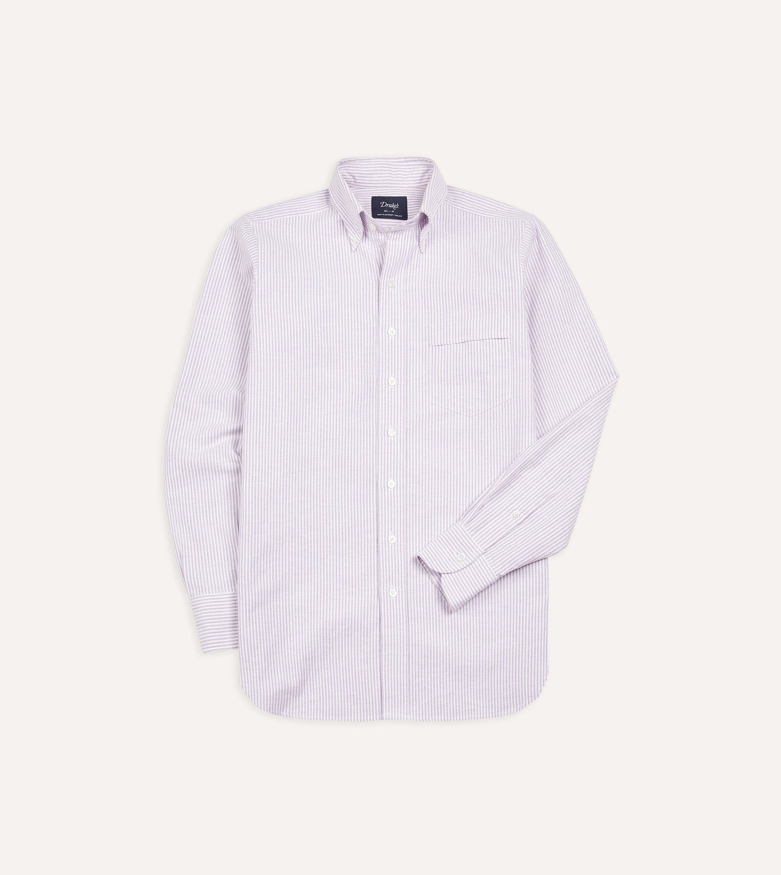 Lilac Ticking Stripe Cotton Oxford Cloth Button Down Shirt
