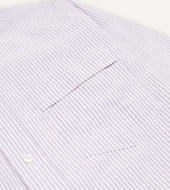Lilac Ticking Stripe Cotton Oxford Cloth Button Down Shirt