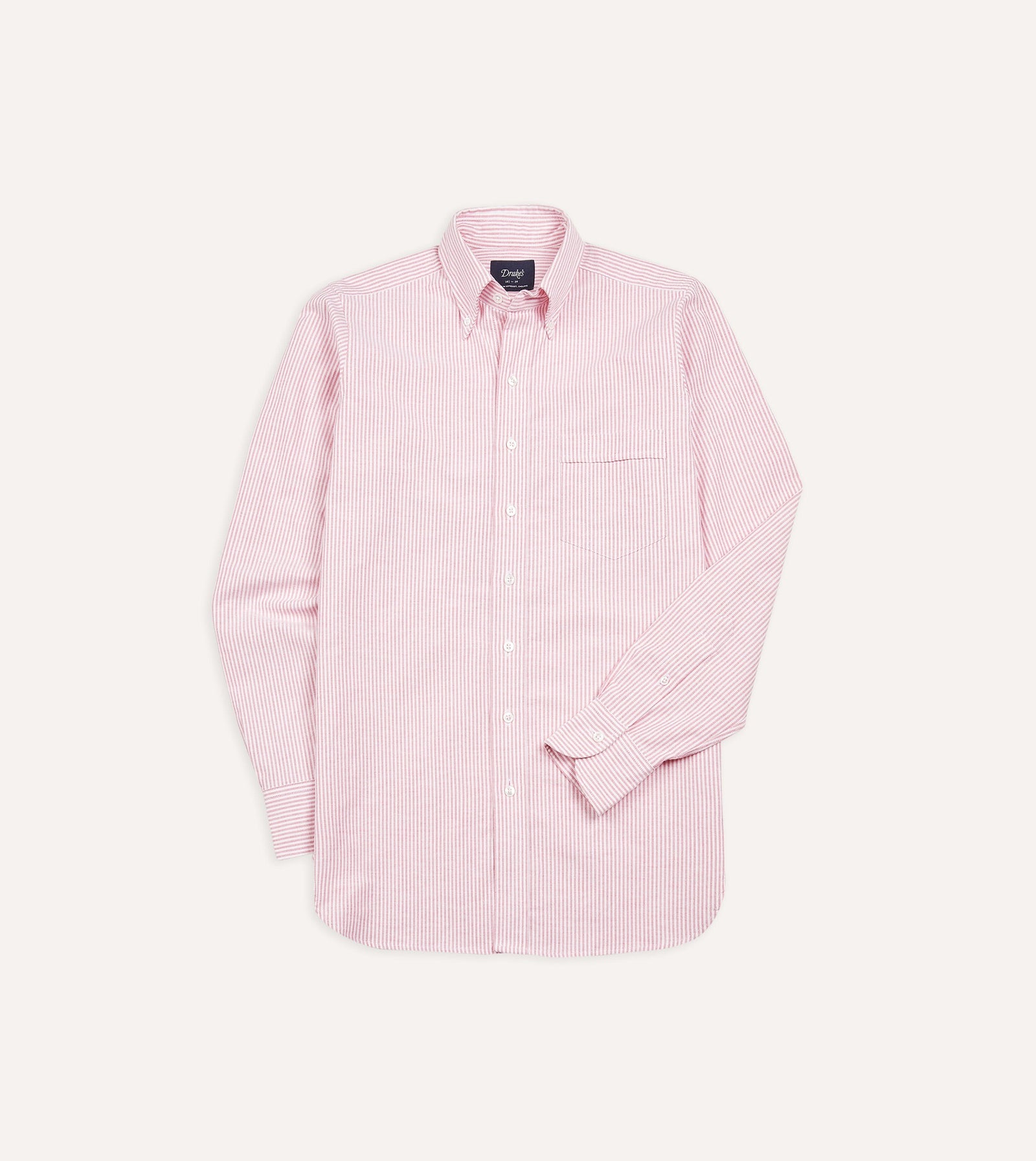 Pink Ticking Stripe Cotton Oxford Cloth Button Down Shirt