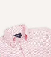 Pink Ticking Stripe Cotton Oxford Cloth Button Down Shirt