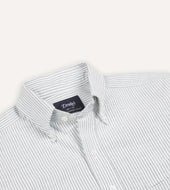 Light Green Ticking Stripe Cotton Oxford Cloth Button Down Shirt