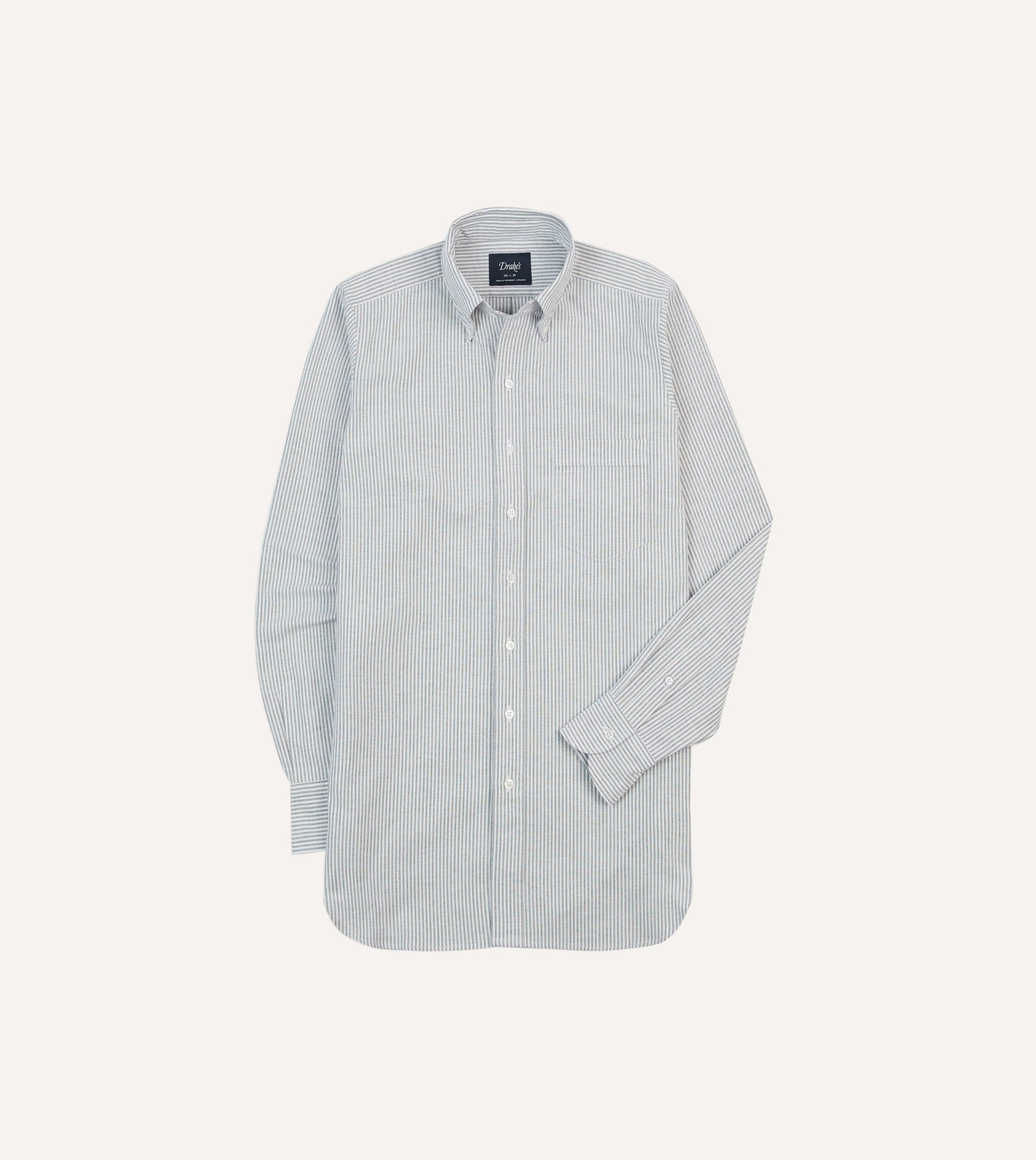 Ticking Stripe Cotton Oxford Cloth Button Down Shirt