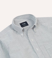 Ticking Stripe Cotton Oxford Cloth Button Down Shirt
