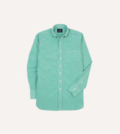 Green Narrow Stripe Cotton Poplin Button Down Shirt