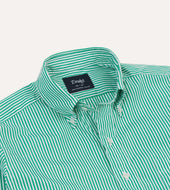 Green Narrow Stripe Cotton Poplin Button Down Shirt