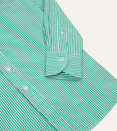 Green Narrow Stripe Cotton Poplin Button Down Shirt
