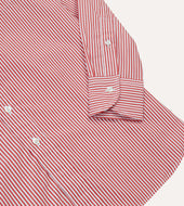 Red Narrow Stripe Cotton Poplin Button Down Shirt
