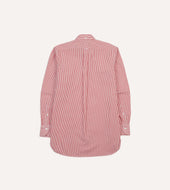 Red Narrow Stripe Cotton Poplin Button Down Shirt