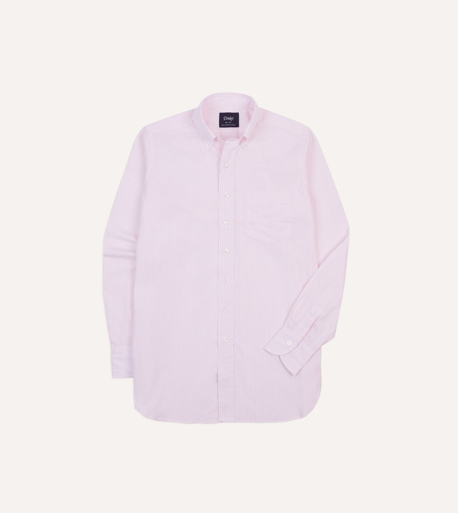 Pink Narrow Stripe Cotton Poplin Button Down Shirt