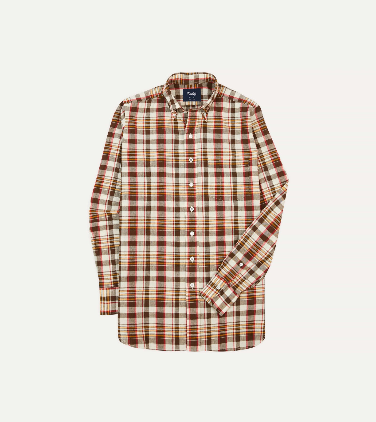 And Red Madras Check Cotton Button Down Shirt