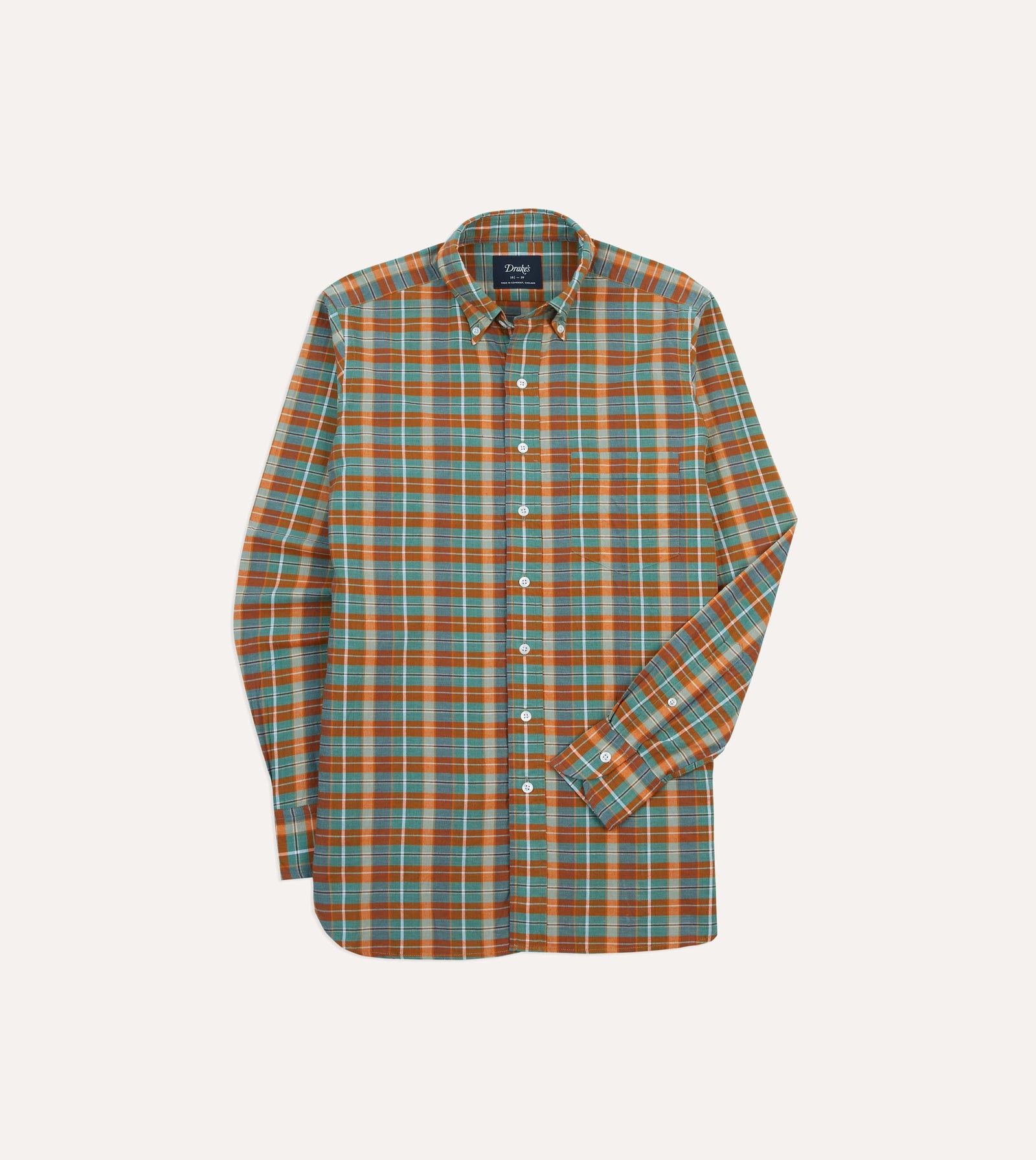 And Blue Madras Check Cotton Button Down Shirt