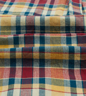 Red And Blue Madras Check Cotton Button Down Shirt
